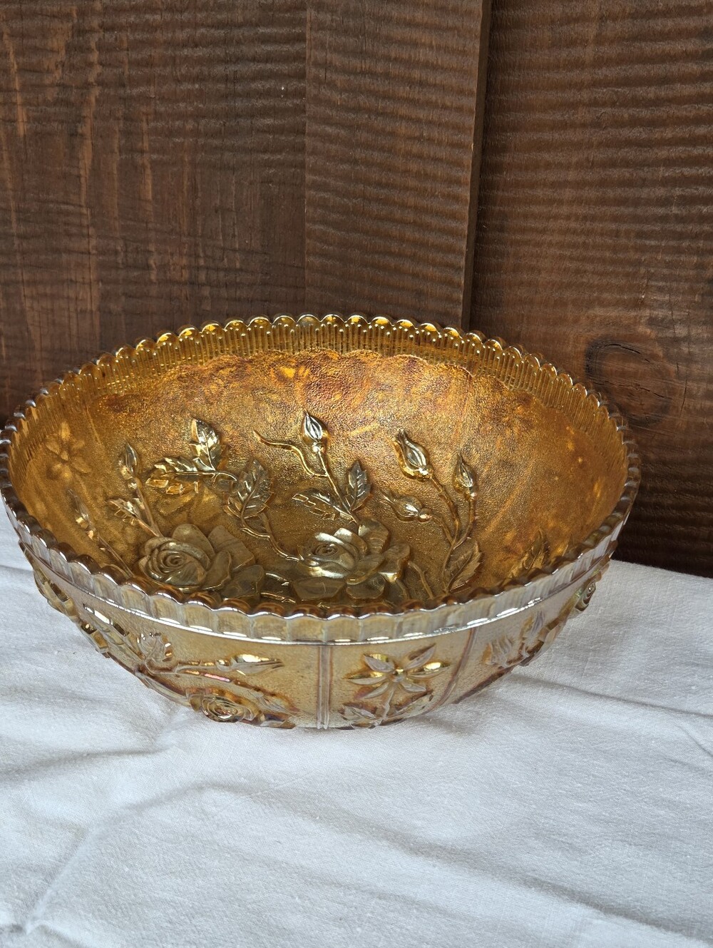 Vintage Imperial Marigold Carnival Iridescent Glass Bowl Rose